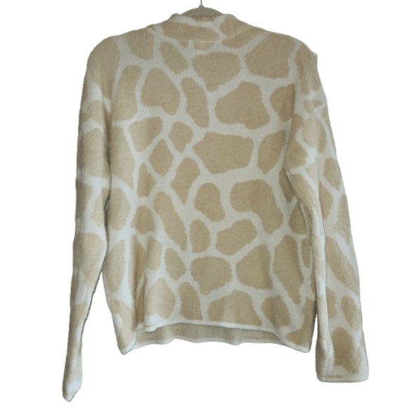 Caslon Tan & Cream Giraffe Print Sweater Size M Super Soft Mock Neck Long Sleeve - Picture 2 of 10